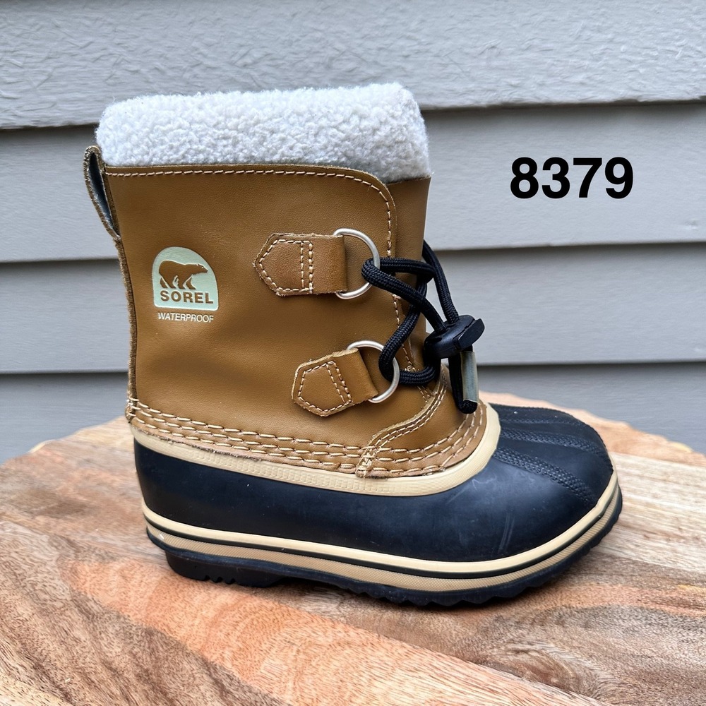 Sorel Yoot Pac TP Waterproof Snow Boots Buff Black NC1880-259 Kids Size 12